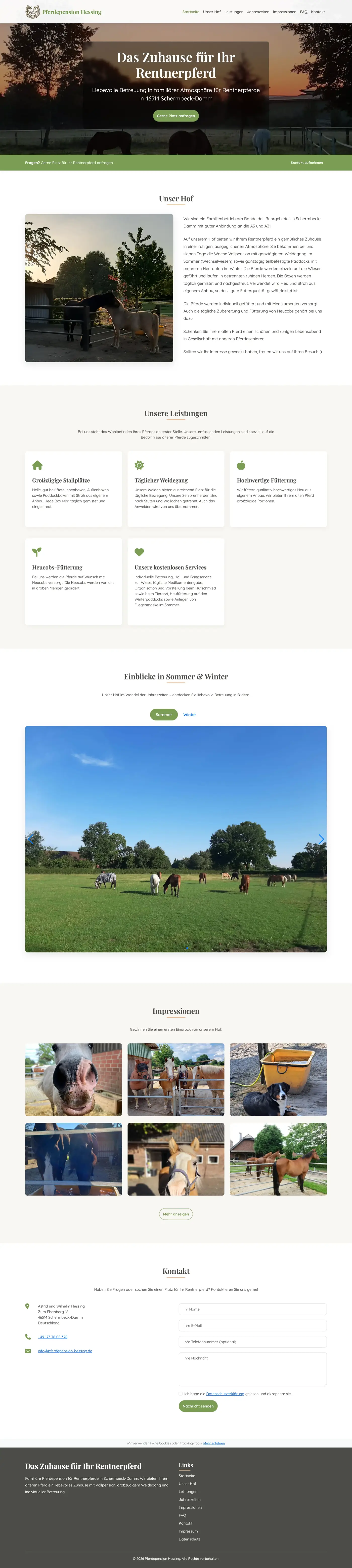 Website der Pferdepension Hessing in Schermbeck
